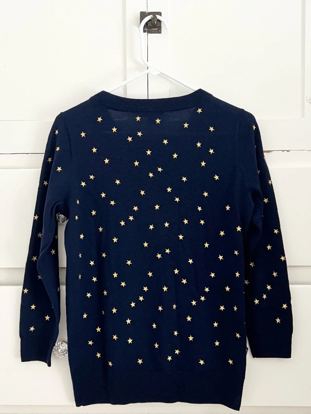 J.Crew 100% Merino Wool Gold Star Sweater Navy Size S